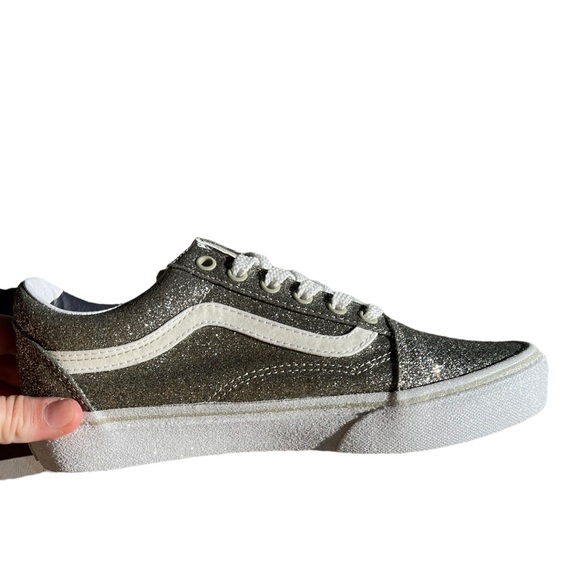 VANS old skool (Glitter) moss gray/true white NWT sz 7 - Picture 6 of 8